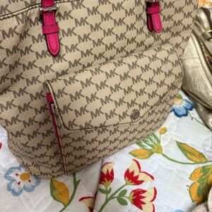 Michael Kors Monogram Tote with Pink Accents